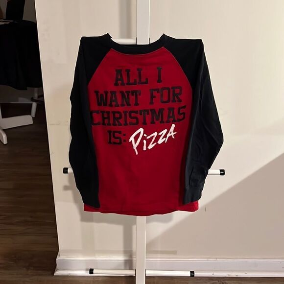 Gymboree size 8 All I want for Christmas is Pizza shirt - Picture 1 of 3